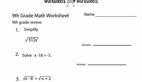 Algebra Worksheets 9Th Grade : Free Algebra Worksheets Printables With