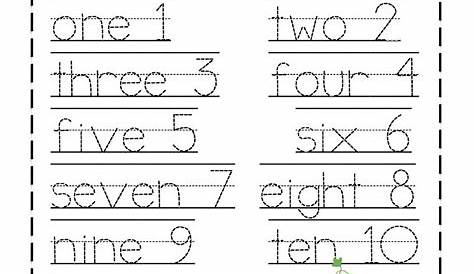 tracing numbers 1-10 worksheet words – Learning Printable