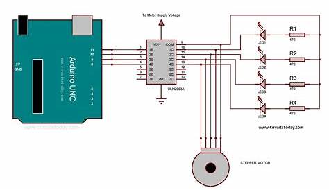 Arduino Stepper Motor Interfacing Using IC UL2003A-Circuit Diagram