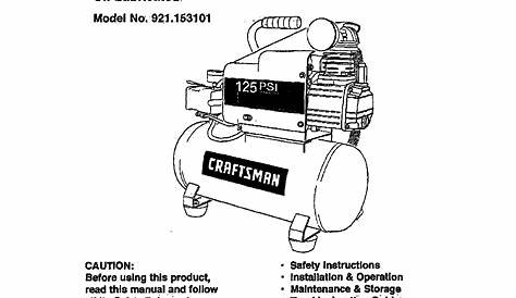 Craftsman 921153101 User Manual AIR COMPRESSOR Manuals And Guides L0512094