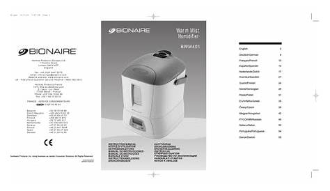 bionaire humidifier manual