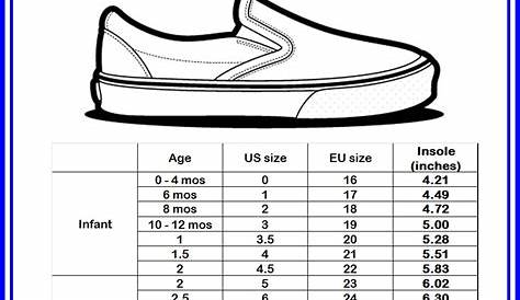 vans kid shoe size chart