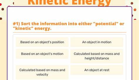 Potential And Kinetic Energy Worksheet