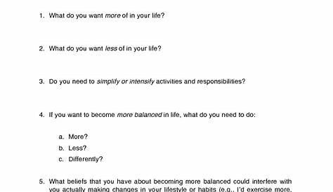 Work Life Balance Worksheet - Promotiontablecovers