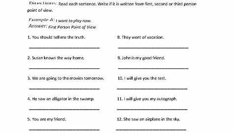 Point of View Worksheets | Writing a Point of View Worksheet | Point of