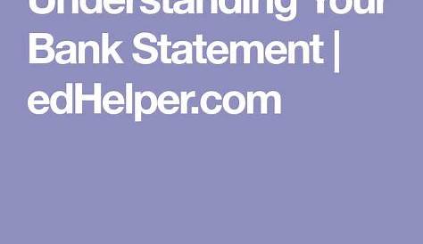 Understanding Your Bank Statement | edHelper.com | Comprehension