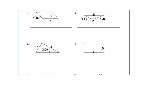 Grade 6 math worksheet - Geometry: area of triangles & quadrilaterals
