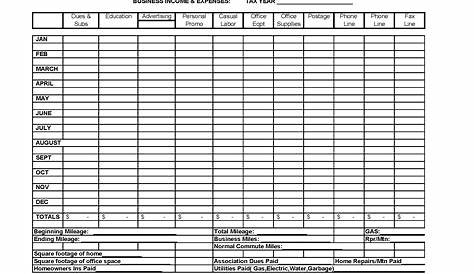 Income And Expenses Worksheet