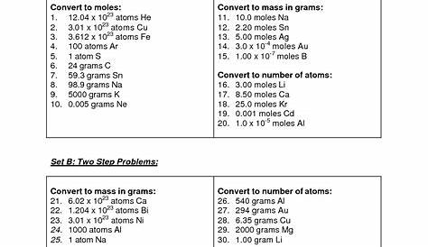 12 Best Images of Chemistry Mole Practice Worksheet Mole Calculation