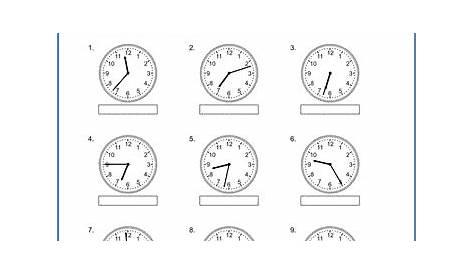 telling time 15 minute intervals worksheets