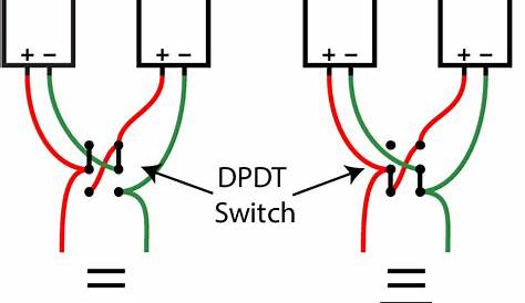 A wiring diagram for a double-pole, double-throw (DPDT) switch that