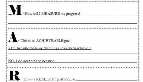 smart goal worksheet for students