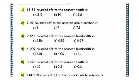 Rounding Whole Numbers And Decimals Worksheets