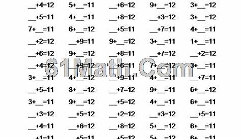 Missing addend - sums with 11 and 12 Create Your Own Math Worksheets
