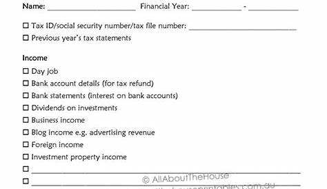 tax organizer printable tax preparation checklist pdf