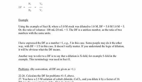 Dilution Problems Worksheets With Answers