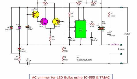 AC dimmer for LED Bulbs using IC-555 & TRIAC | ElecCircuit.com
