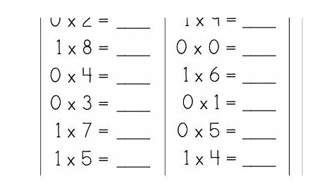 Free 1 Digit Multiplication Worksheet – By 0s and 1s – Free4Classrooms