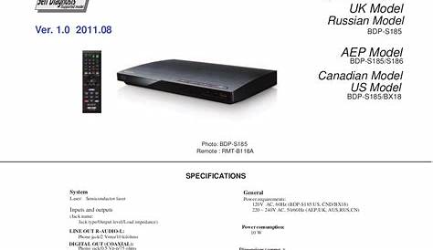Download free pdf for Sony BDP-S185 DVD Players manual