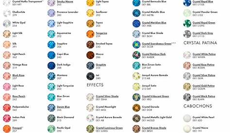Swarovski Flatback Crystals Hotfix Colour Chart | Bluestreak Crystals