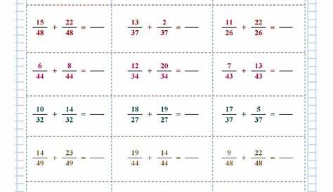 the addition worksheet for adding simple fractions
