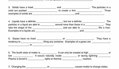 10 Best Images of States Of Matter Worksheets - States of Matter