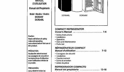 Danby DCR34BL User Manual REFRIGERATOR Manuals And Guides L0712261