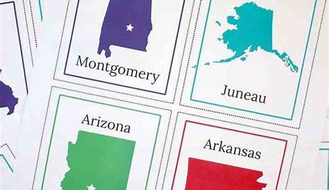 States and Capitals Free Printable Flashcards - Over The Big Moon