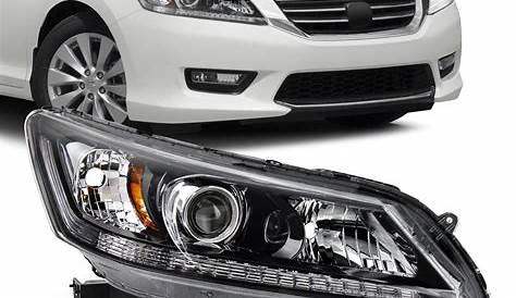 For 2013-2015 Honda Accord 4-Door w/o LED DRL Halogen Black Headlight
