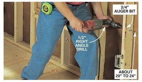 drill holes about 8" above electrical boxes, secure wires at every