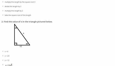 Quiz & Worksheet - 30-60-90 Triangles | Study.com