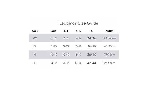 womens leggings size chart