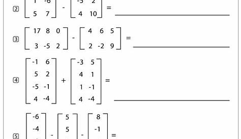 matrix addition and subtraction worksheet