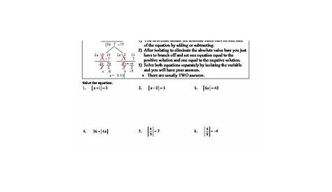 solving absolute value equations worksheets answers