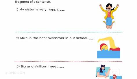 Sentence and Fragment Printable Worksheets for Grade 2 - Kidpid