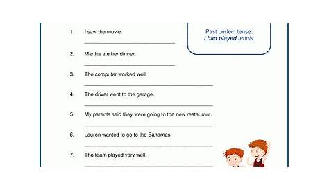 Past perfect tense worksheets | K5 Learning