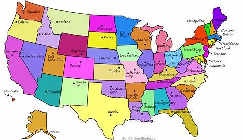 Printable US Maps with States (USA, United States, America) – DIY