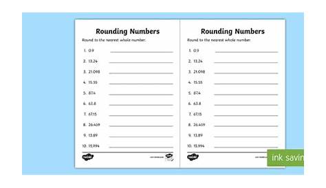 rounding decimals to the nearest whole number worksheets