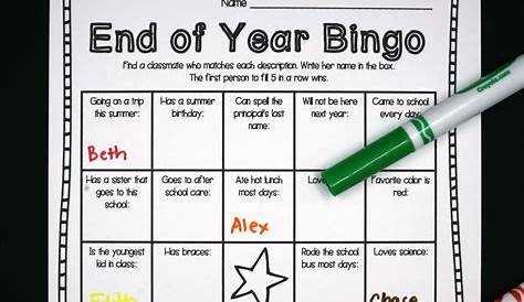 End of the Year Bingo | Last day of school, School activities, End of year