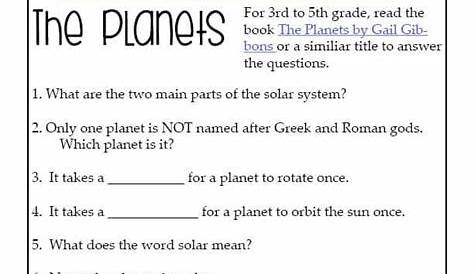 solar system reading comprehension passage by reading - 5th grade solar