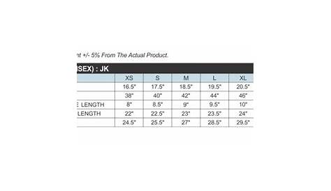 Jacket Size Chart | Singlomax Apparel