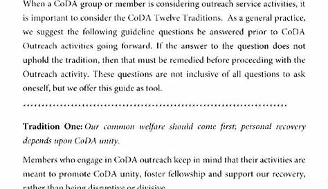 CoDA Guidelines For Following The Twelve Traditions In Service Work