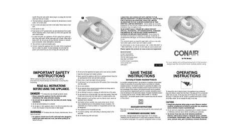 ConAir FB3 Foot spa Instruction manual | Manualzz
