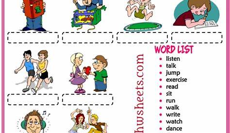 worksheets on action verbs