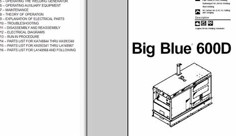 MILLER BIG BLUE 600D TECHNICAL MANUAL | eBay