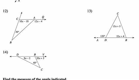 exterior angle sum theorem worksheet