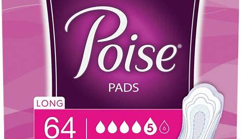 Poise Incontinence Pads for Women, Maximum Absorbency, Long, 64 Count