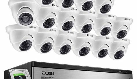 ZOSI 16-Channel 1080p 2TB DVR Security Camera System with 16 Wired Dome