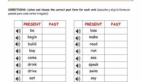irregular verbs past tense worksheets