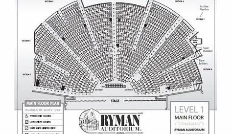 ryman auditorium seating chart with seat numbers